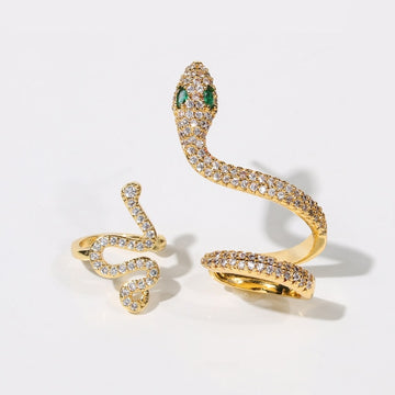 Artilady 2pcs set clip on earrings ear cuffs for women gold color snake CA stone accessorries charm earring daiiibabyyy
